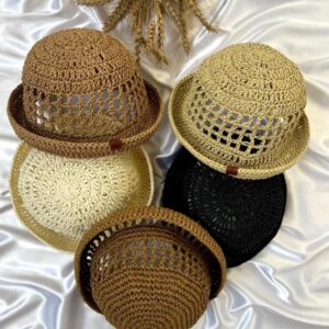 کلاه رافیا تابستانی رنگی لبه گرد